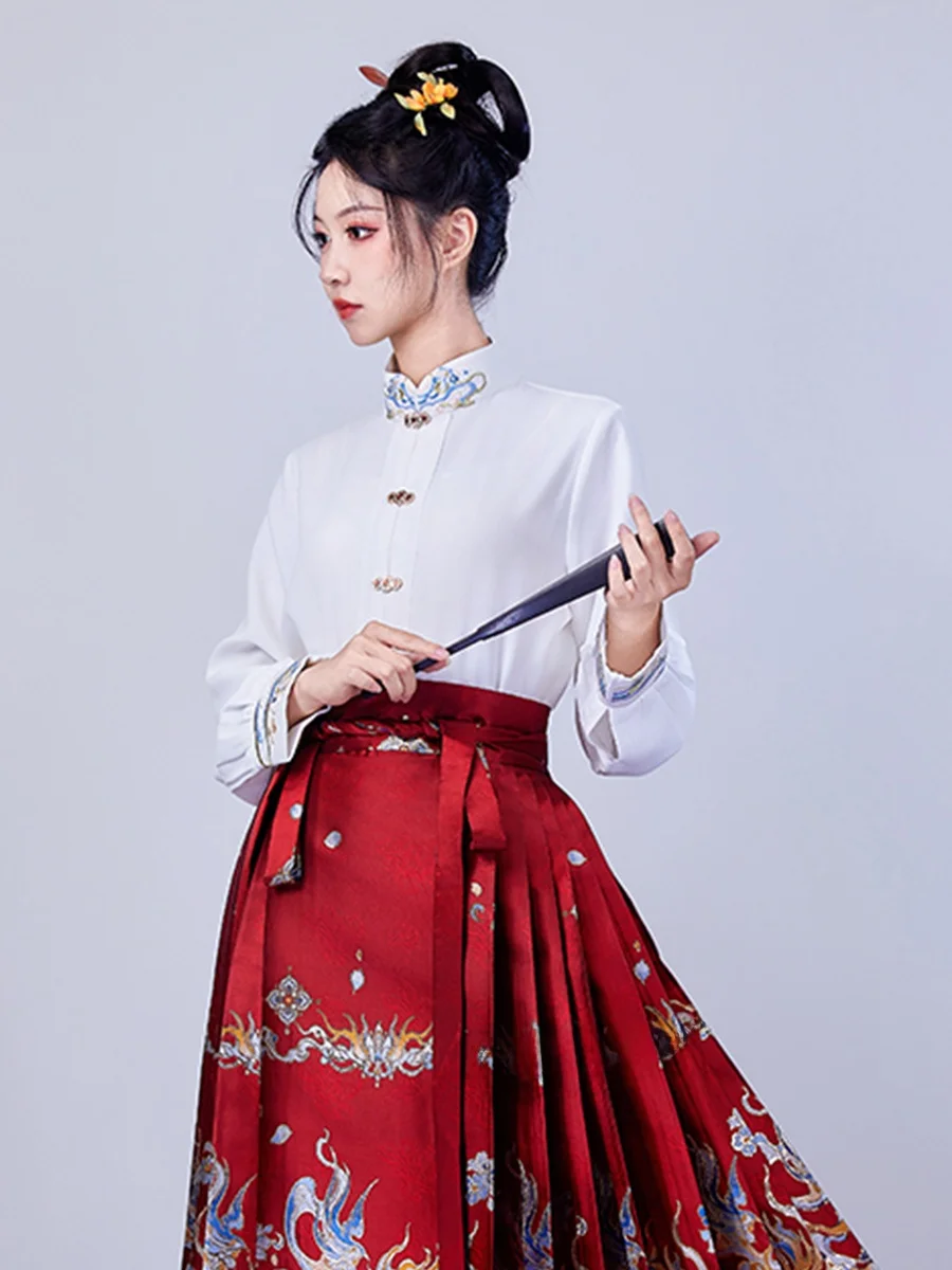 

Women's Hanfu irt Collared Long Sve Formal Wear National Sle Wedding Maid of Commute Versatile Polyester Fiber