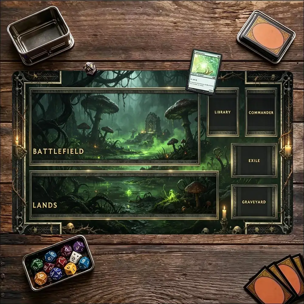 Fantasy Zone Layout TCG Playmat Large Non Slip Rubber Mat Smooth Cloth Surface TradingCard Battle Pad For Tabletop Card Sessions