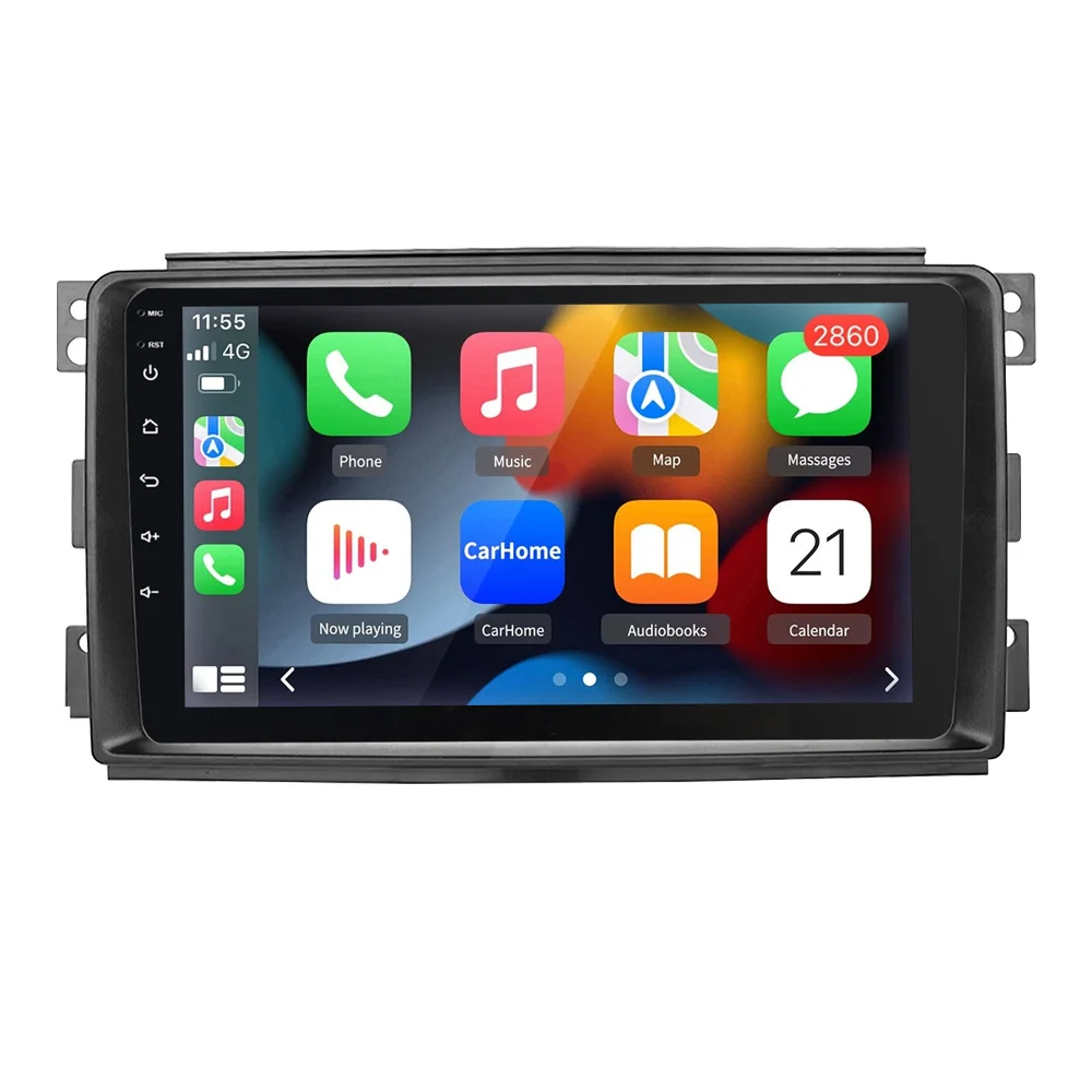 ESSGOO 4G+64G Android 15 Autoradio Kabelloses CarPlay für Mercedes Benz Smart Fortwo 451 Auto-Player GPS WLAN 2-DIN Autoradio +KAM