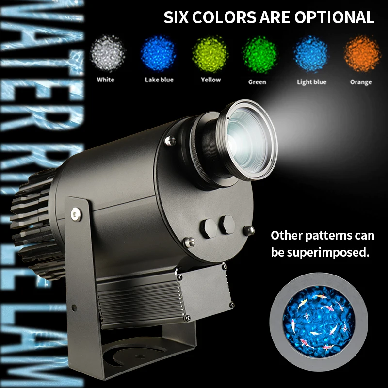 Portable 160w/200w six-color rotating outdoor water ripple projection light, DMX512water projection