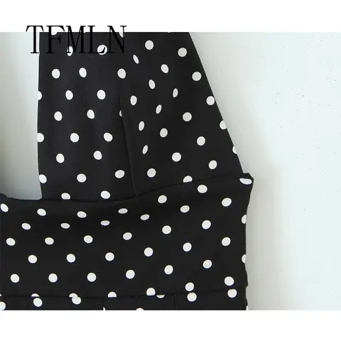 TFMLN महिलाओं के लिए फैशन पोल्का डॉट हाल्टर ड्रेस महिलाओं के लिए सेक्सी स्लीवलेस शॉर्ट ड्रेस कैज़ुअल चिक ओपन बैक ड्रेस 6 best sales पोल्का डॉट ड्रेसेस - №5