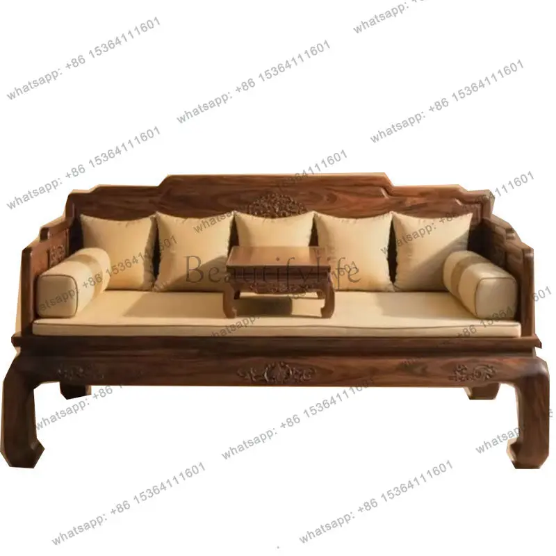 New Chinese ebony Arhat bed dual-purpose sofa solid wood pull-out recliner