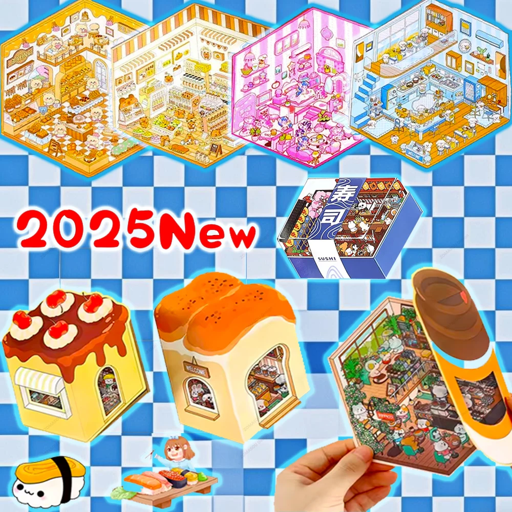 2025 Wholesale Cute 3D Landscaping Sticker Cartoon DIY Cabin Scene Stickers Birthday Gift for Kid Child Adult Relief Stress