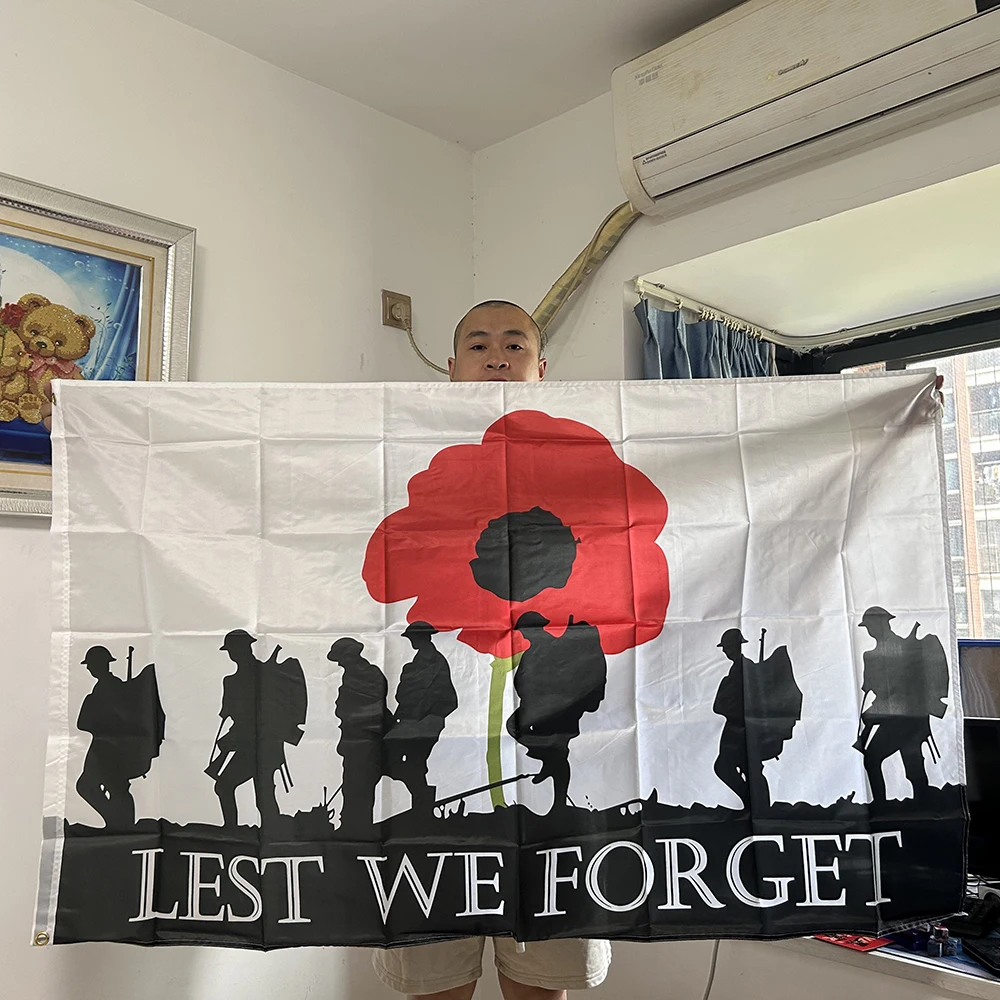 SKY FLAG Memorial Day 90x150cm Memembrance Day Bandeira flor Exército Militar Forças Armadas Lest We Forget War WW1 WW2 bandeira de poliéster