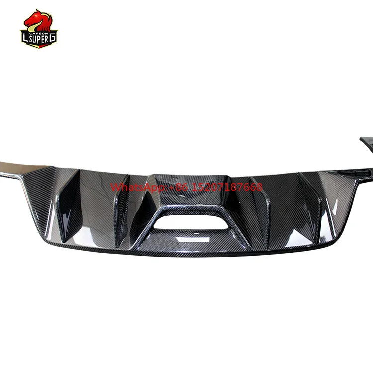 Serat karbon Liberty style Rear Diffuser bumper mobil Dual Exhaust Rear Diffuser untuk Ford Mustang Coupe 2015-2017