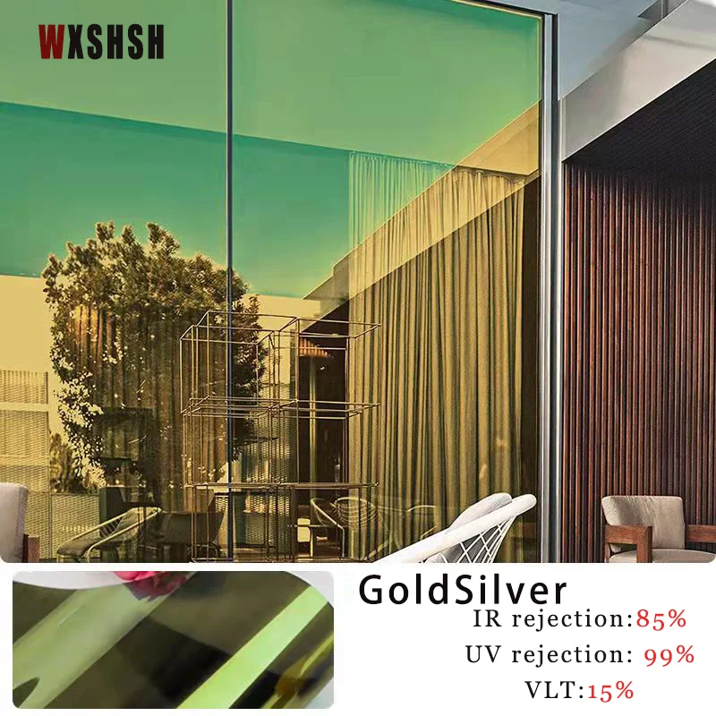 Window decorative stained films Heat Control Water-Proof Custom Size Roll Foils For  home and decoration 7m Length Gold Silver