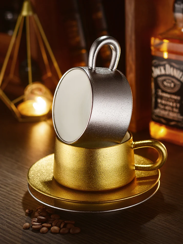 Ceramic Frosted Coffee Cup and Saucer Set, High-value, European, Small, Luxury, Home, Office, Tea Cup, Exquisite, INS Style