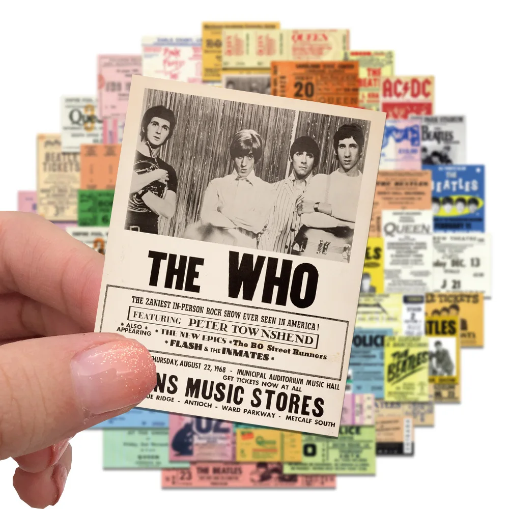55PCS Retro Ticket English Creative Graffiti Stickers DIY Luggage Speaker Water Cup Notebook Label Waterproof Stickers