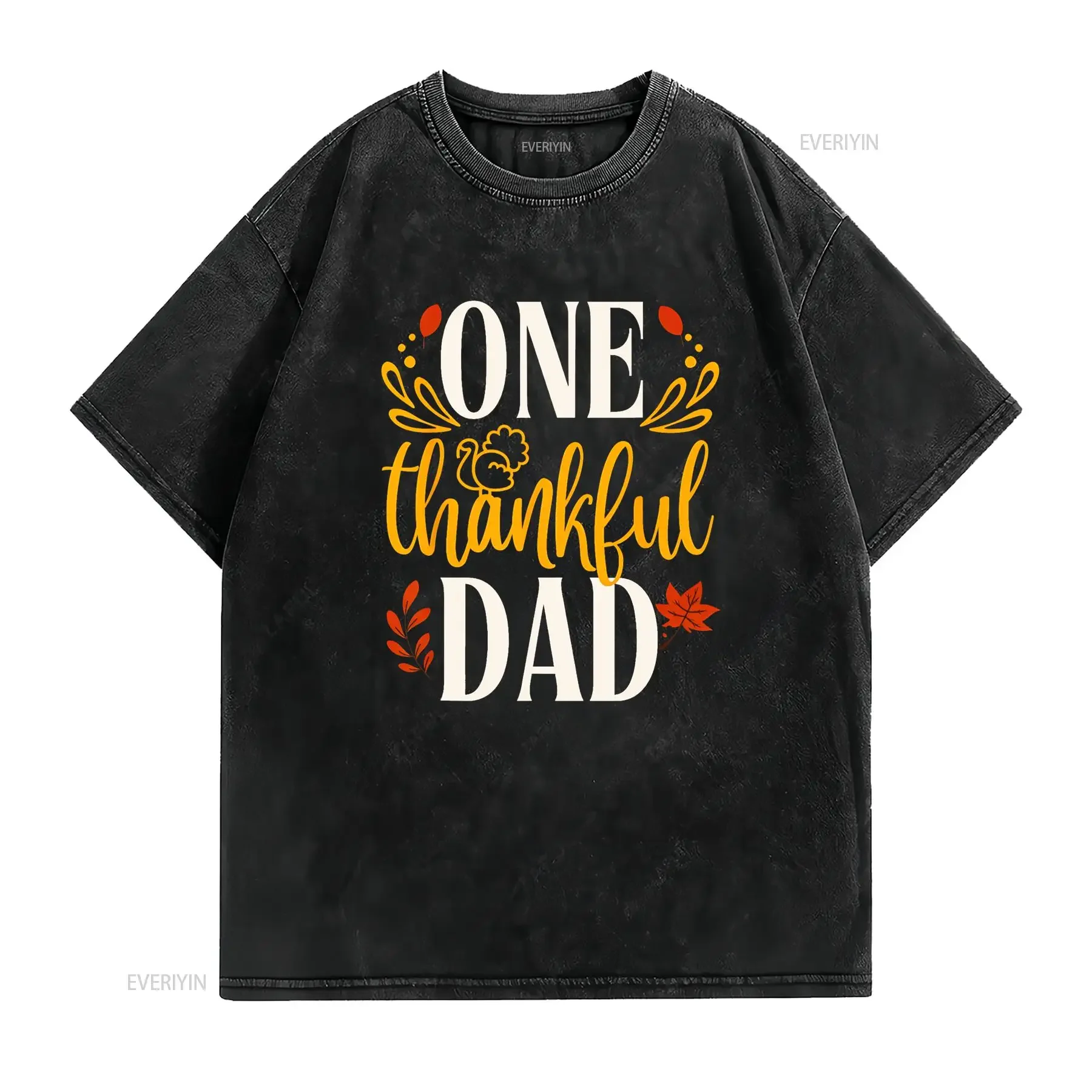 تي شيرت واحد متطابق لعيد الشكر للأب لعيد الشكر، تي شيرت عتيق مغسول من أوم ملابس الشارع الشهير، ملابس أنيقة قليلاً #2