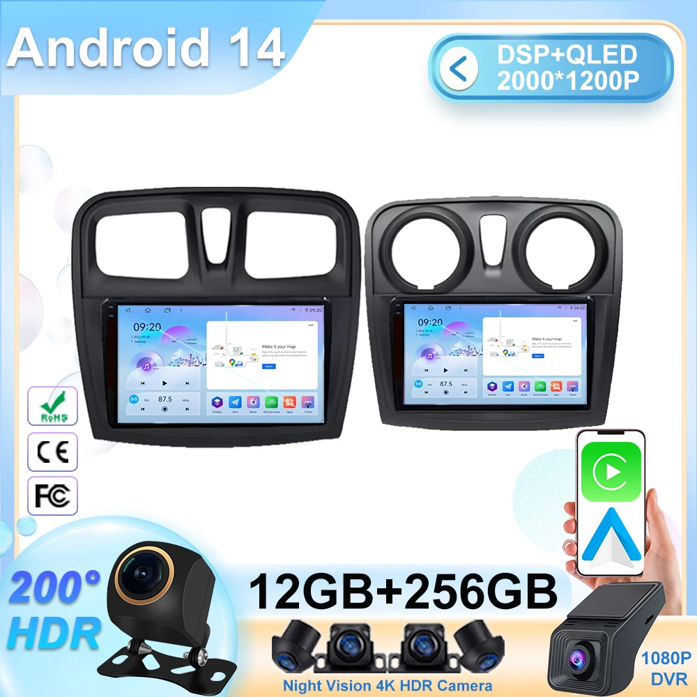 

Android for Renault Logan 2 2012 - 2022 Sandero 2 2013 - 2022 Navigation Auto Radio Carplay Player GPs QLED alto rendimiento