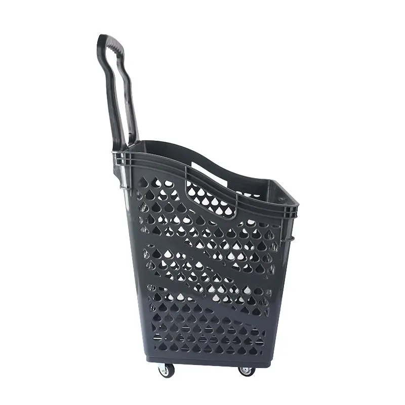 

Supermarket shopping trolley high back basket hand pull shopping basket trolley shopping cart