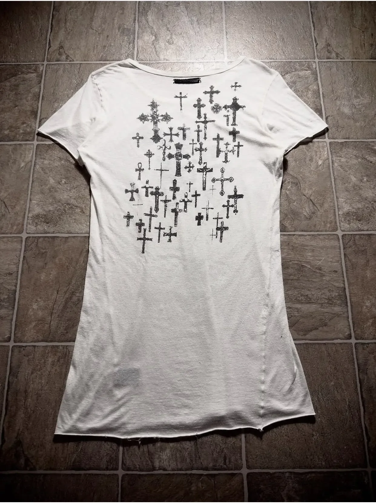 

IfSixWasNine Pioneer Visual Short Sleeve Cross Print Vintage Half Sleeve T-Shirt