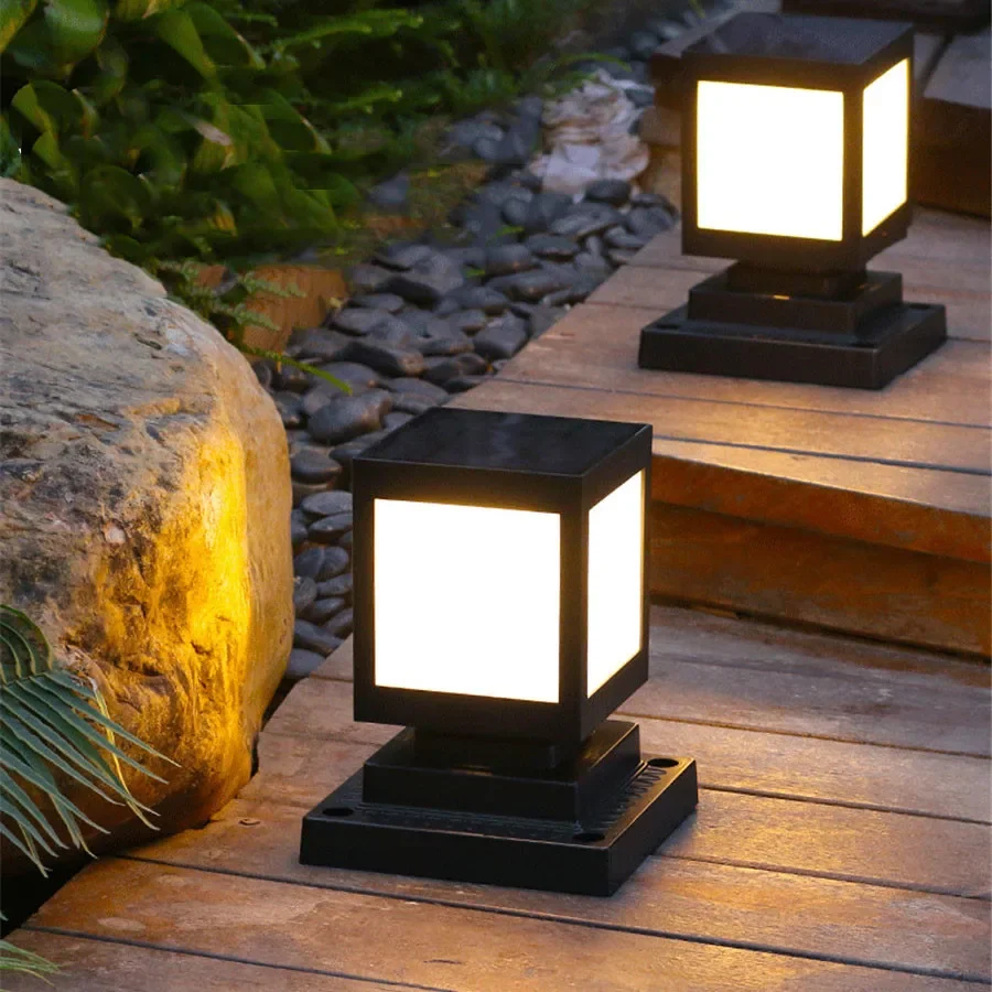 Imagem -04 - Solar Led Coluna Farol Lâmpada Pilar Impermeável Paisagem Bollards Luz ao ar Livre Villa Pátio Decoração do Jardim 1pc