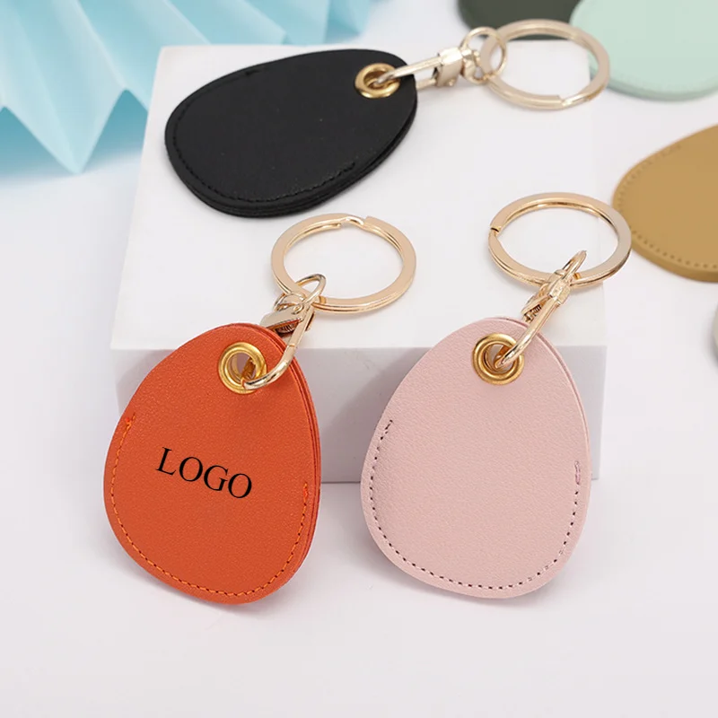 

Custom Leather Keychain Card Protector Cover Car Key Chain Laser Engrave Personalize Logo Keyring Gift for Men and Women