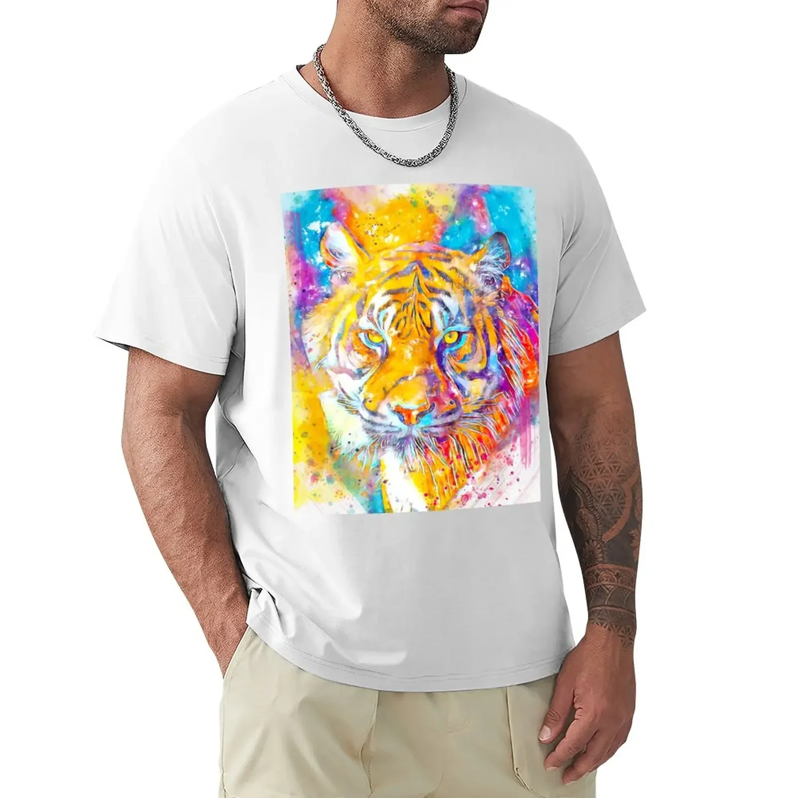 

Watercolor collection /Tiger T-Shirt plain anime clothes oversizeds fruit of the loom mens t shirts