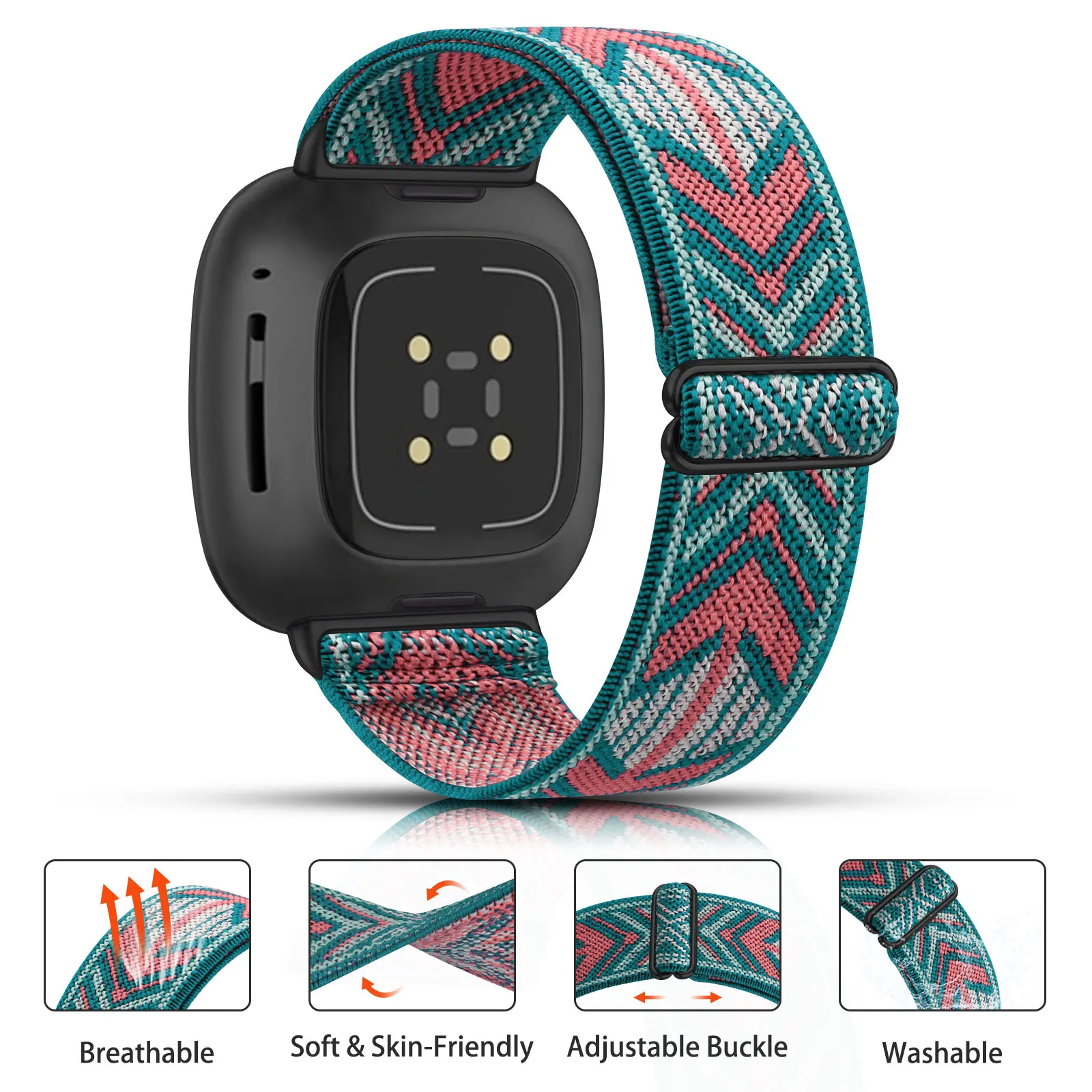 Band For Fitbit Versa 2 3 Nylon Elastic Strap Adjustable Breathable Watchband Sport Bracelet For Fitbit Versa 3 2 Band Wristband