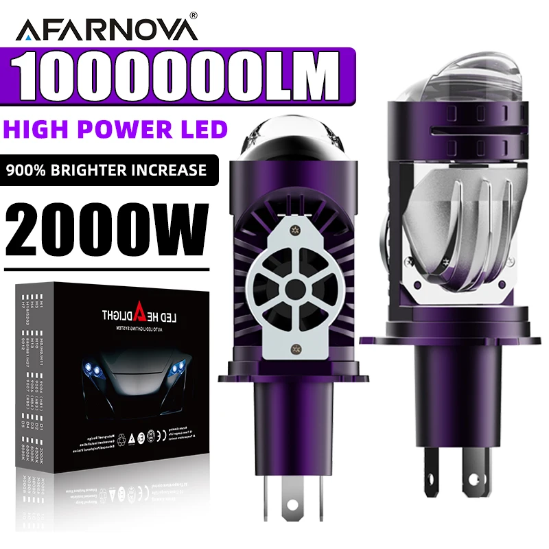 

2 шт. H4 светодиодные лампы для фар, линзы проектора Canbus, супер яркий светодиодный 6000K Hi/Low Light H4/9003/HB2 для автомобиля и мотоцикла 9 В 12 В 24 В