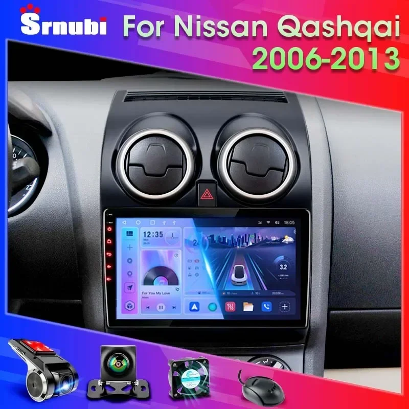 2 Din Android 12 for Nissan Qashqai J10 2006-2013 Car Radio Multimedia Video Player Navigation Carplay Stereo Speakers Head Unit