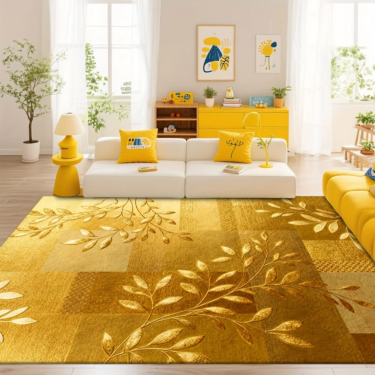 Vibrant Color Block Area Rug Striking Red Tone Floor Covering For Modern Interior Styling Shelf Accent Present