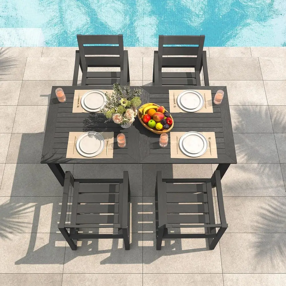 

5-Piece Outdoor Dining Set in Gray for Patio, Deck, Poolside, and Backyard