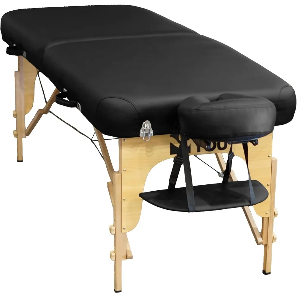 

Portable massage table with 3.5-thick luxury cushion (black)