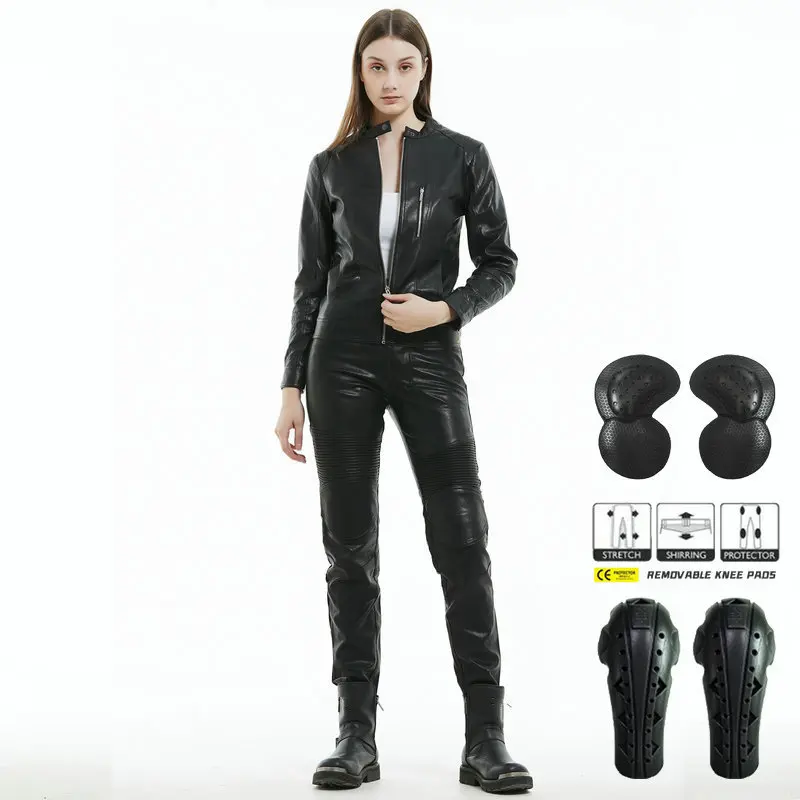 2026 Fashion Women Retro Casual Moto Leather Pants Waterproof Anti Fall Durable Extended Protective Biker Riding Trousers