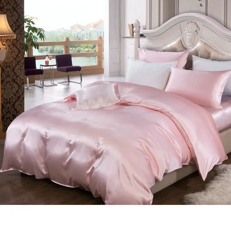 25mm 100% Mulberry Silk Sheets Duvet Comforter Cover Fitted Sheet Pillowcases Silk Bedding Set