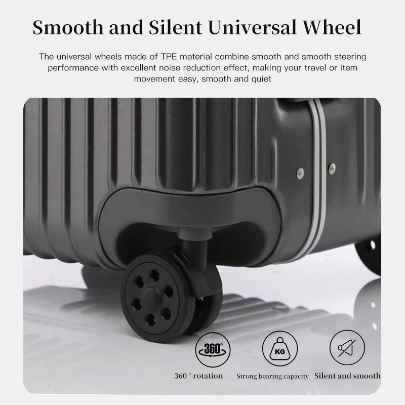 SUSHIMU Suitcase Wide Handle Travel Suitcase Men 20 24 26 Carry-On Luggage Women PC Aluminum Frame Trolley Case thickening