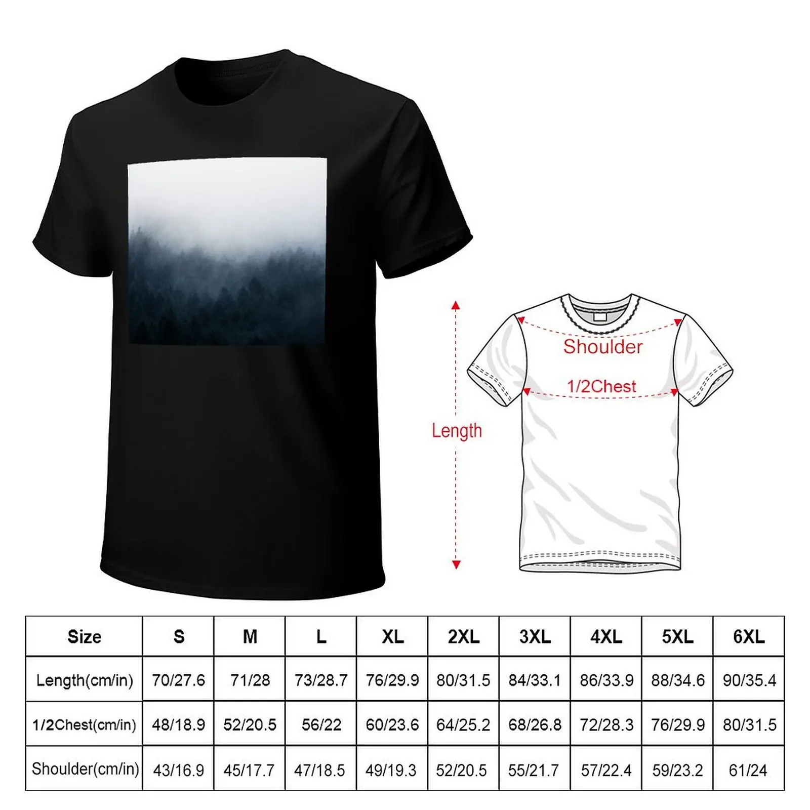 All Over // Misty Fairytale Wilderness Forest With Cascadia Trees Covered In Magic Blue Fog Series T-Shirt