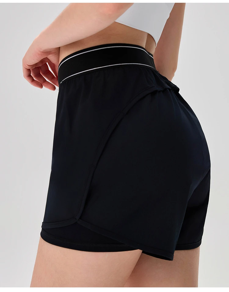 2026 Short Fit Fake Two Piece Sports Shorts - Women's Anti Hiking Speed Drying Breathable Side Pocket Outdoor Running Pants