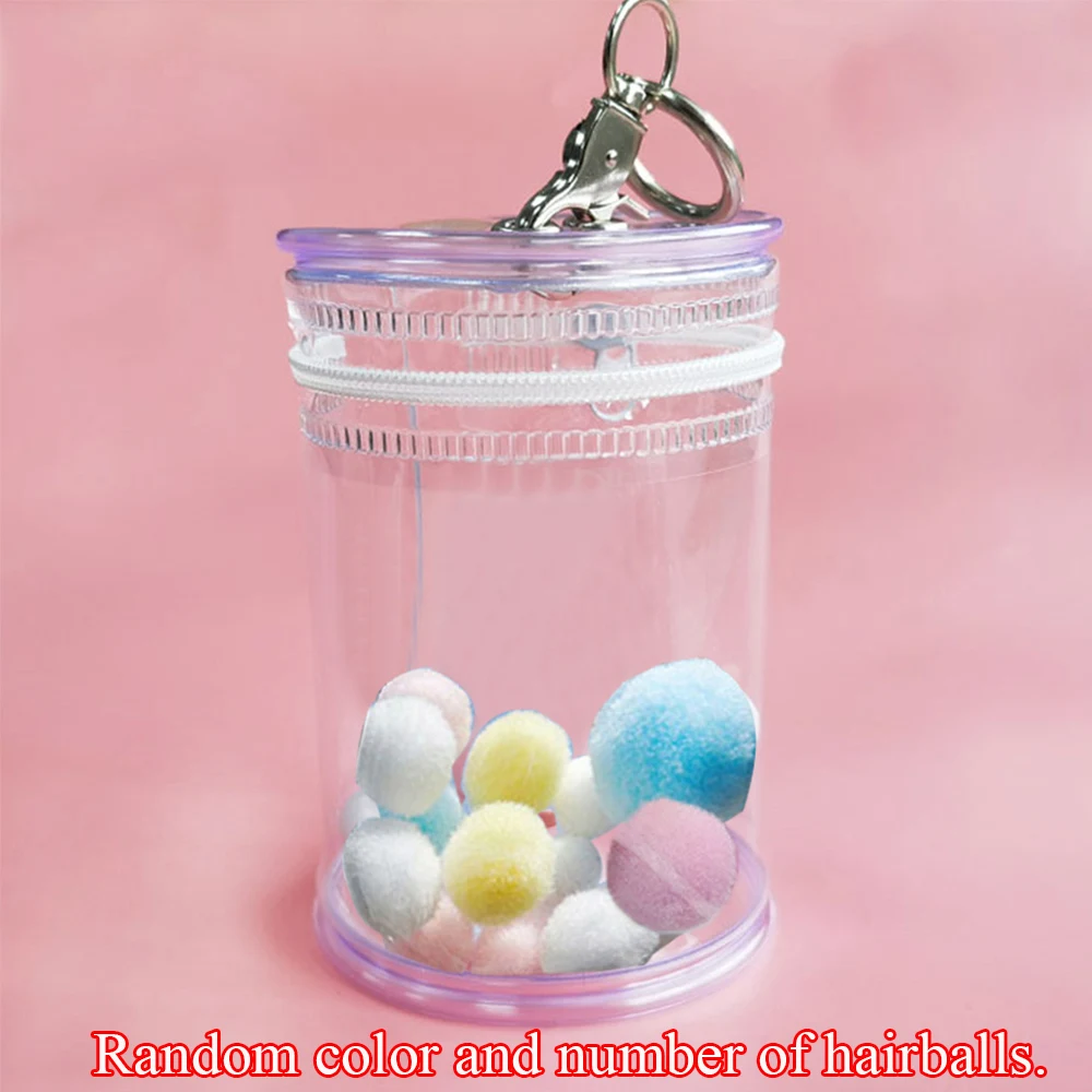 Dustproof Barrel-shaped Mystery Box PVC Organizer Transparent Storage Box Doll Bag Organization With Keychain Case 9.5*7*6.5cm