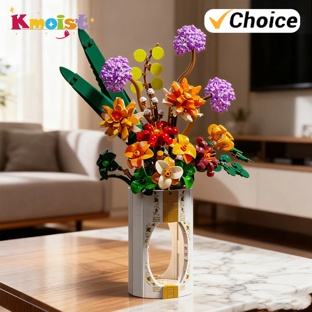 

Building Blocks Creative Assemble HomeDesk Plant Toy Bricks Block Romantic Wildflower Bouquet Flower Decoration Toys Xmas Gifts