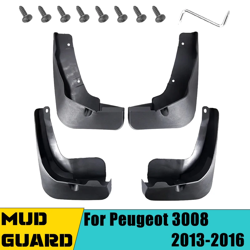 

4 PCS Car Mudguard Mud Flaps For Peugeot 3008 T8 2013 2014 2015 2016 MudFlap ABS Auto Splash Flap Guard Rear Fender Accessories