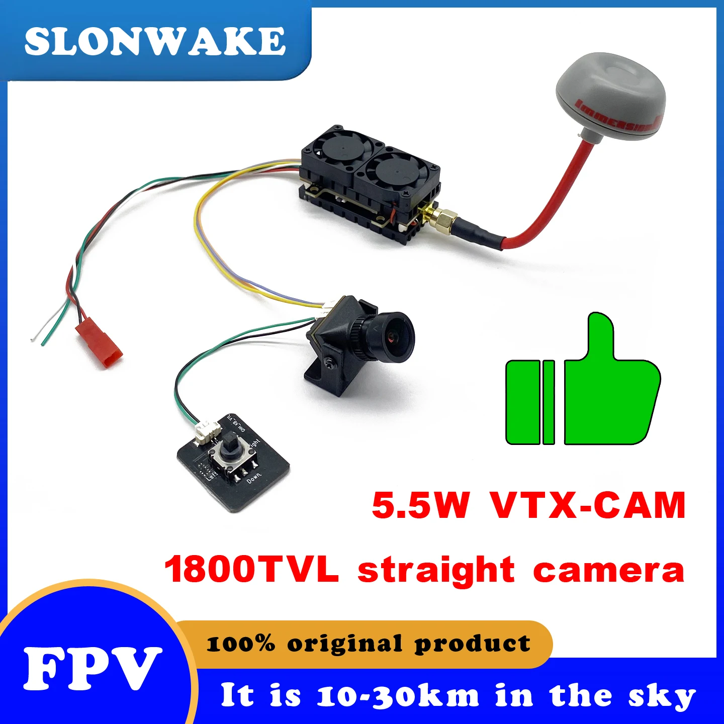 SLONWAKE long-distance 5W 5.8G 48CH FPV VTX Transmitter adjustable and CMOS 1800TVL Camera  Night Vision use for FPV RC Drone