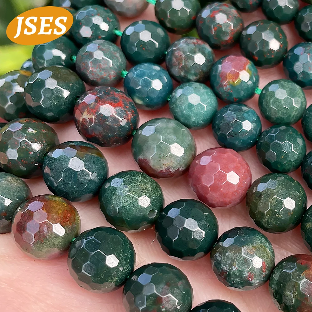 A+ Natural Bloodstone Heliotrope Faceted Beads for Jewelry Making Bracelets DIY Accessorries 15 inches Strand Wholesale