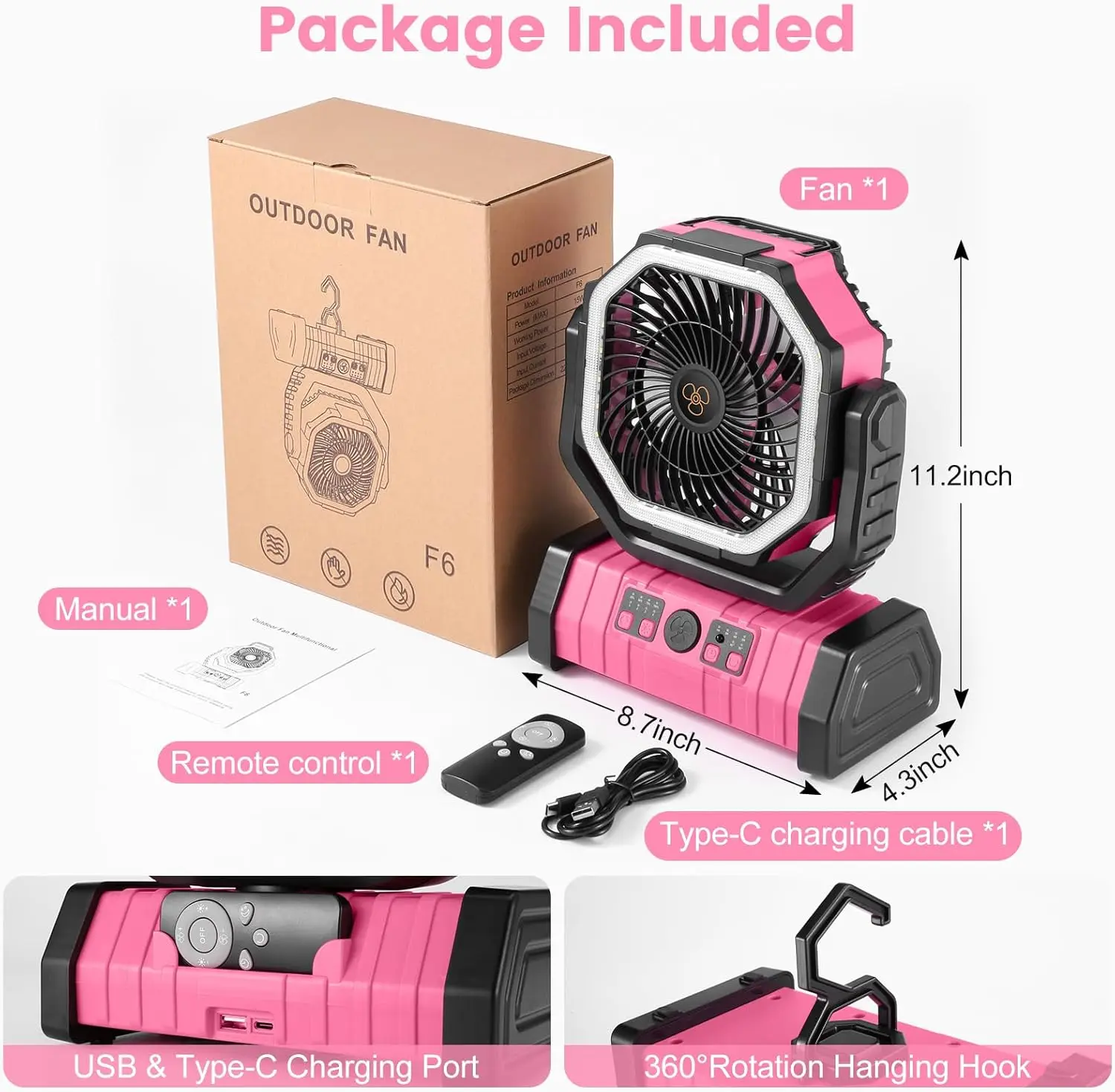 gobortone-20000mah-camping-fan-with-led-lantern-360°-oscillation-remote-control-4-speed-timer-rechargeable-battery-powered