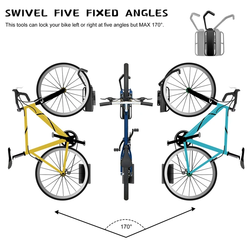 1 PACK Swivel Bike Wall Mount Bike Rack Garage With Tire Tray Vertical Bike Storage Rack Bike Bike Rack Hook For Garage