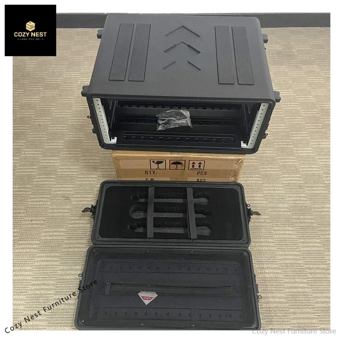 Main Body 390mm Deep Microphone Receiver 2U3U4U6U PE Cabinet Aluminum Fly Case Air Box Amplifier Mic Flightcase Shockproof Box