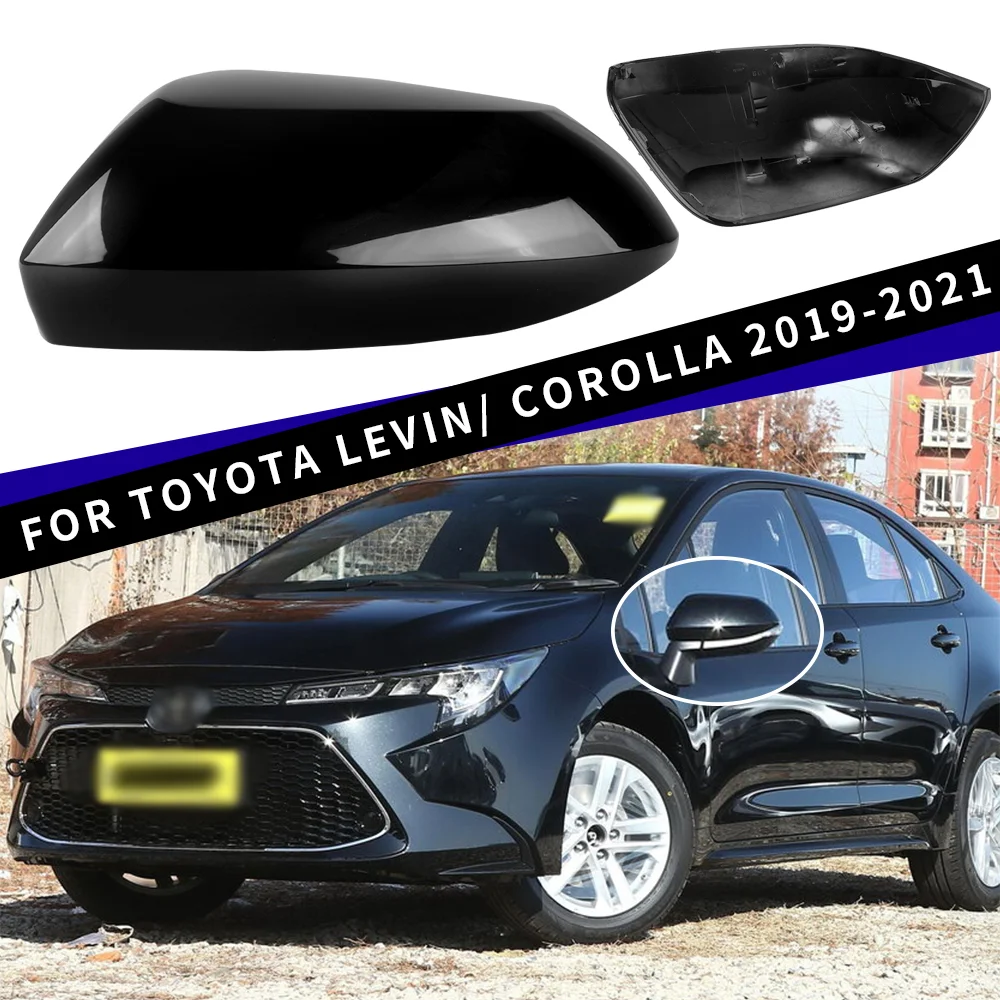 Black & White Rearview Mirror Cover Cap For Toyota Corolla / Levin 2019-2021, Side Wing Mirror Housing Shell, Auto Exterior Acce