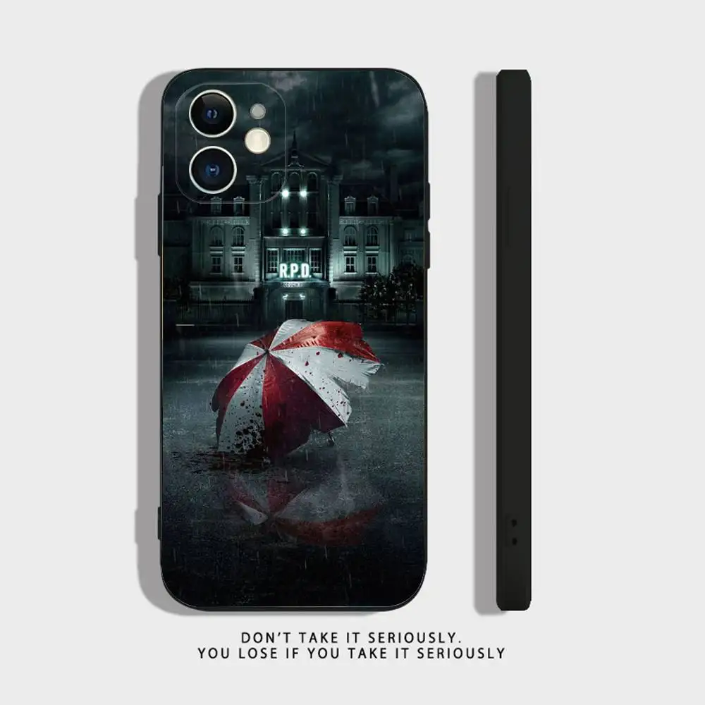 حافظة هاتف Umbrella Corporation لهاتف iPhone 16,15,14,13,12,11,Pro,X,XS,Max,XR,Plus,Mini Soft Silicone Black مقاومة للصدمات من مادة TPU