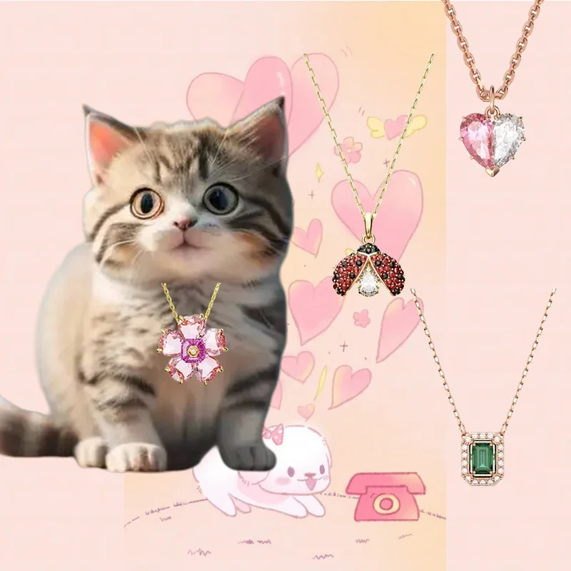 

Cat Accessories 2025 new smart ladybug necklace Luxury crystal pendant Simple fashion ladies high-grade texture accessories