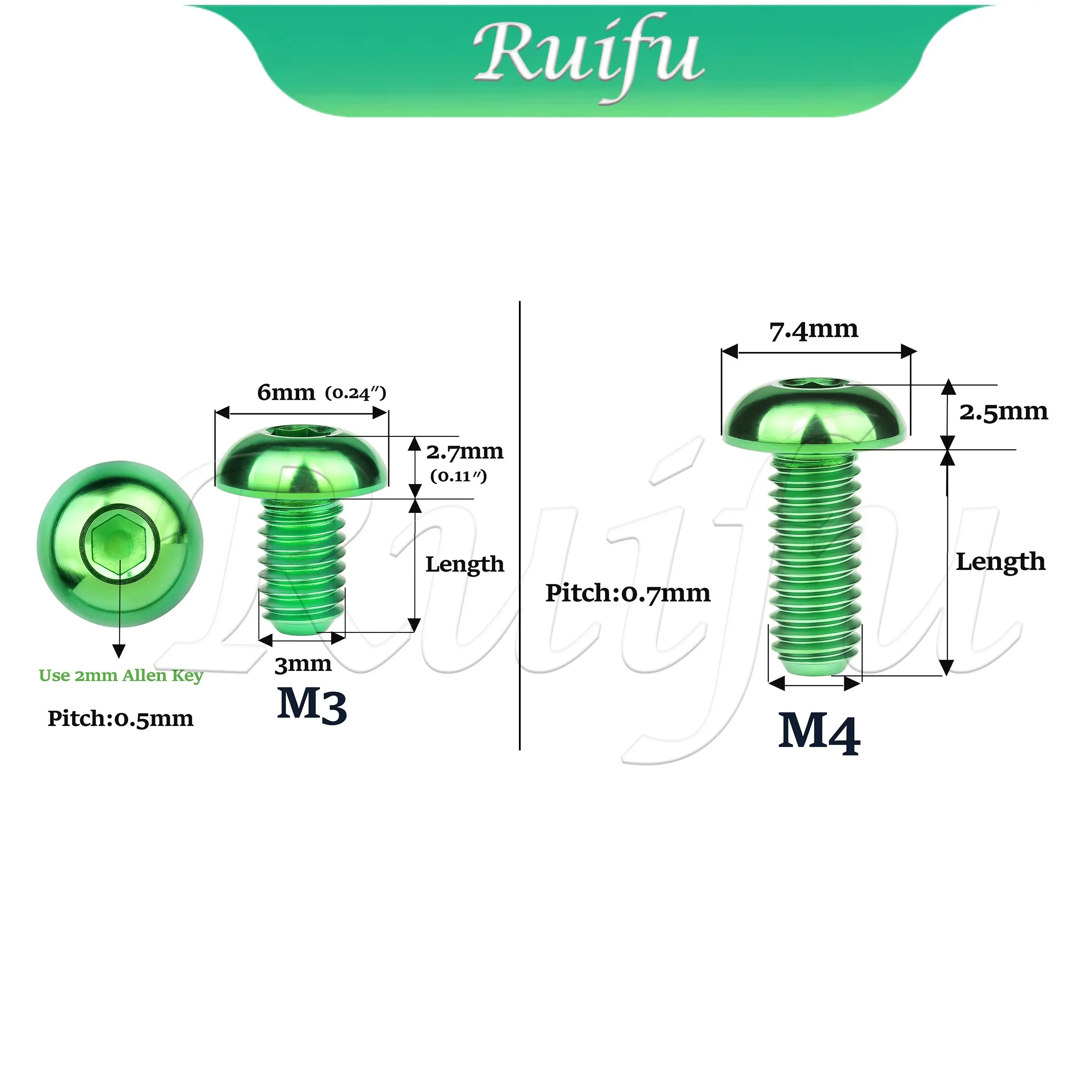 Ruifu Titanium Bolt 10PCS Hex Hexagon Socket Button Head Cap Screw  M3 M4 M5  Allen Bolts