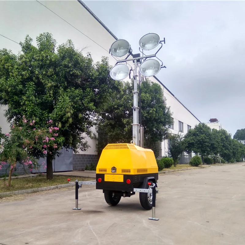 4x1000w 5m Metal Halide Light Tower Diesel Generator Power 7m Manual Telescopic Electric Lifting Outdoor Lighting Tower