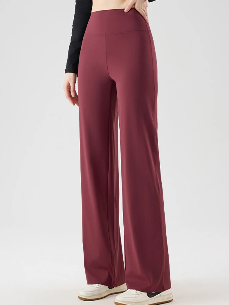 Pantalones de Yoga sueltos de seda de hielo para mujer, pantalones de Arca finos de cintura alta, Fitn, verano, 2025, pierna recta