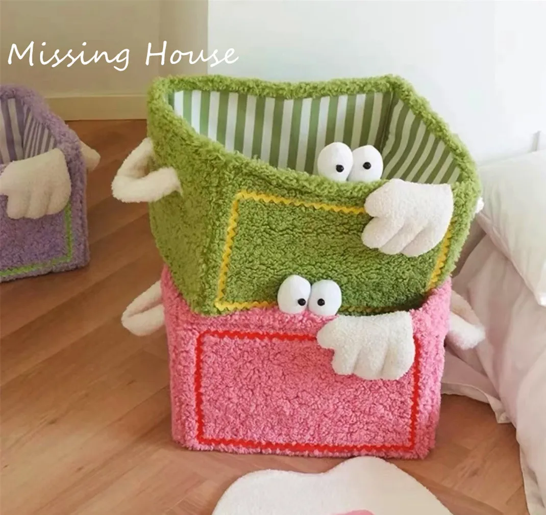 Cute Big Eyes Little Monster Toys Snacks Sorting Storage Basket Storage Items Cute Stripes