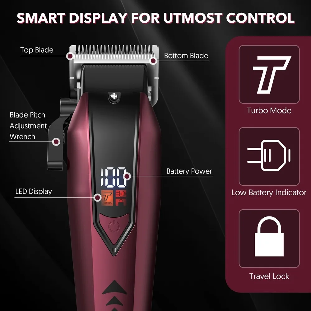 Sejoy Professional  Hair Clippers for Men Trimmers Set for Barber Cordles with LED Display Slick Hair Cut Self-Sharpening Blades