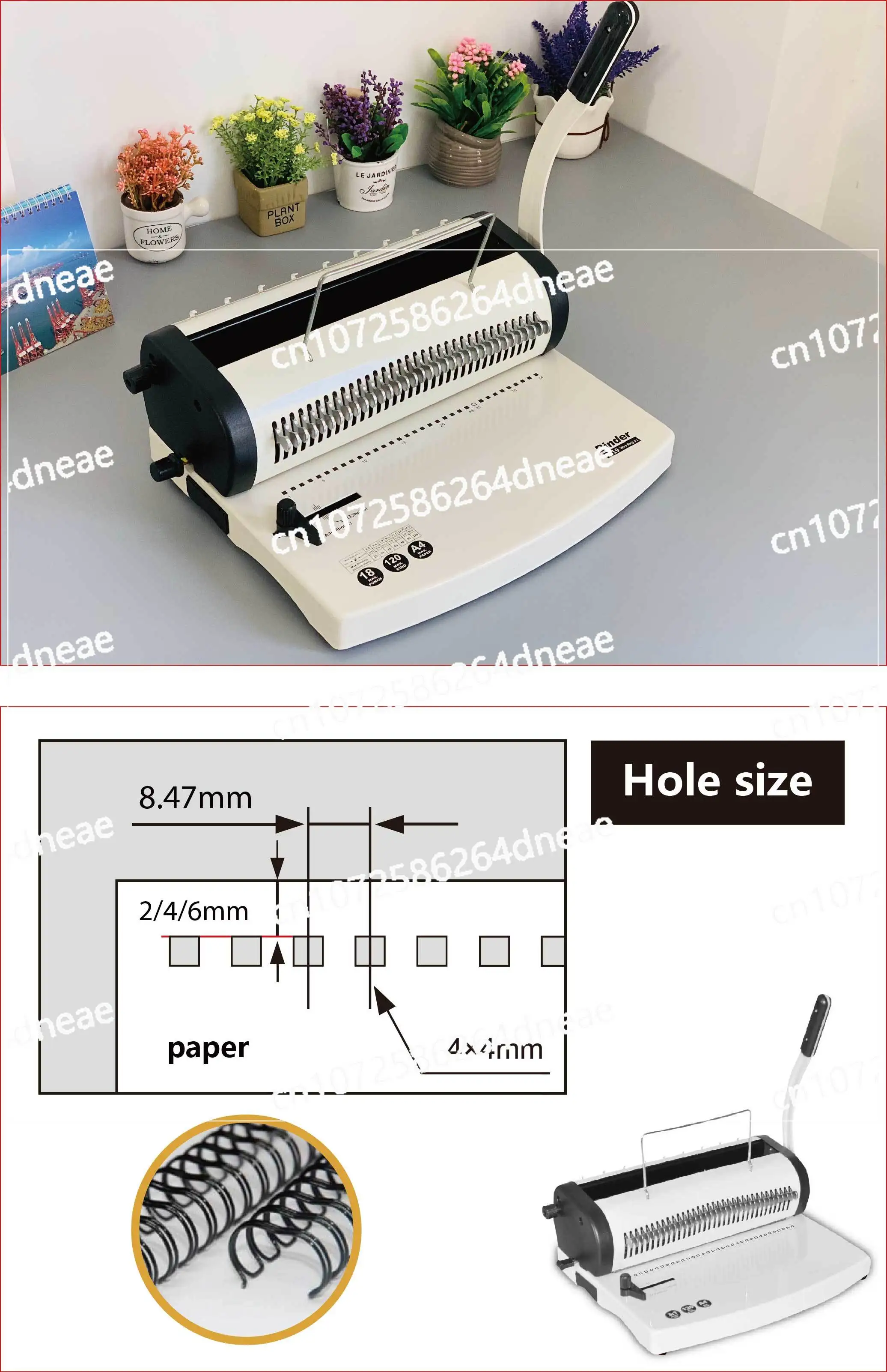 CY-T619 34 Hole Iron Ring Punching and Binding Machine Wire Spiral Book Binding Machine with Pin Binding Machine