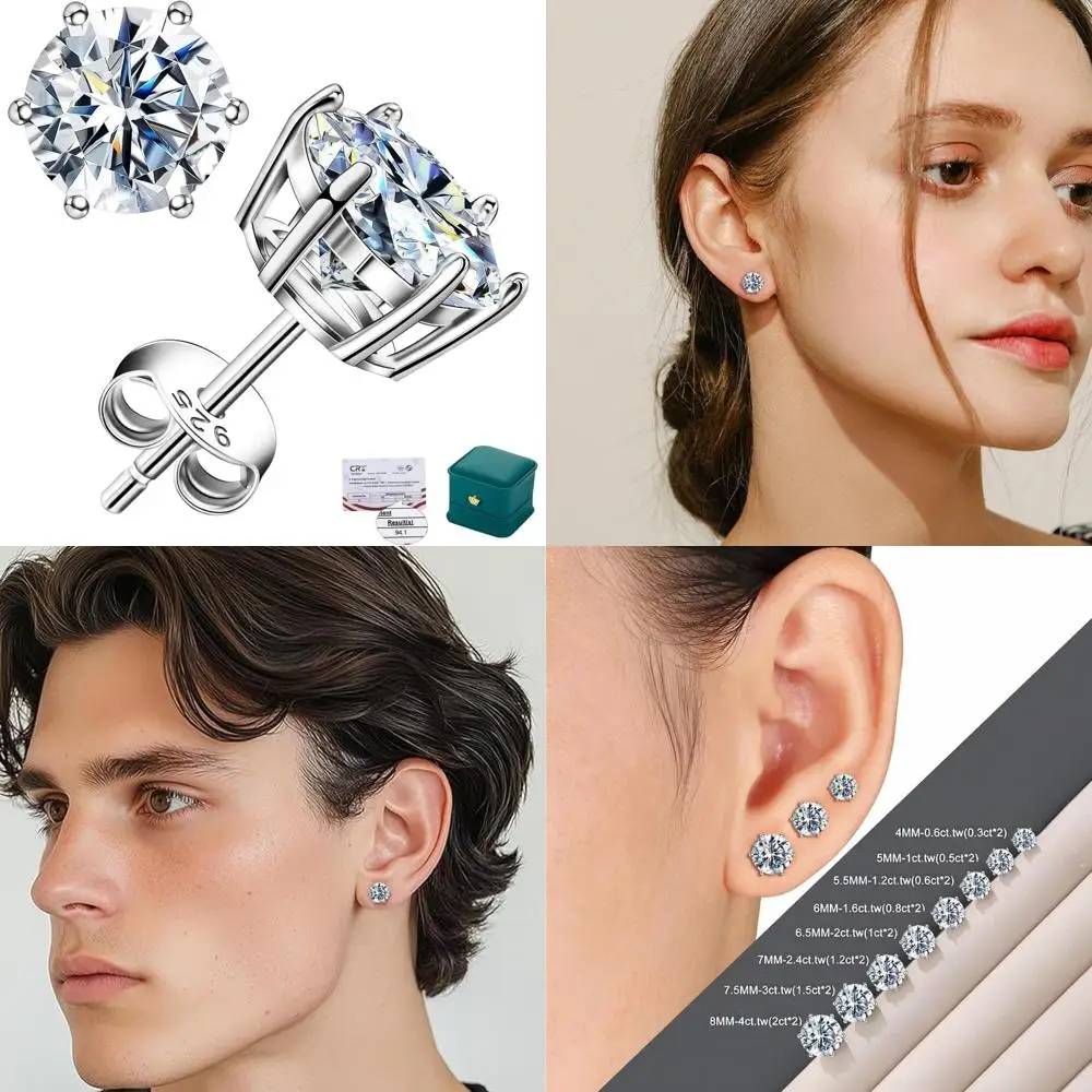 

Женские серьги-гвоздики с муассанитом, прозрачность VVS1 0,6-4 карата, позолоченное серебро 18 карат, цвет D, ювелирные изделия премиум-класса в подарок