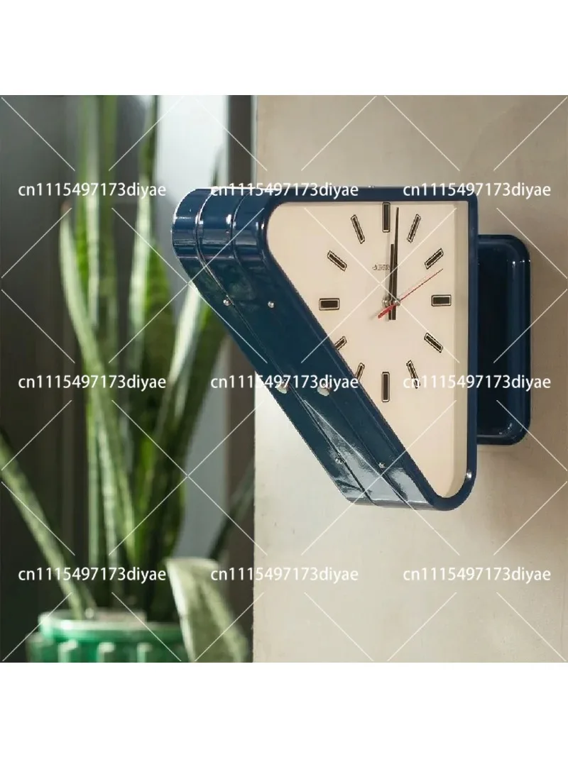 Metal Double-Sided Triangular Wall Clock Silent Simple Home Decoration