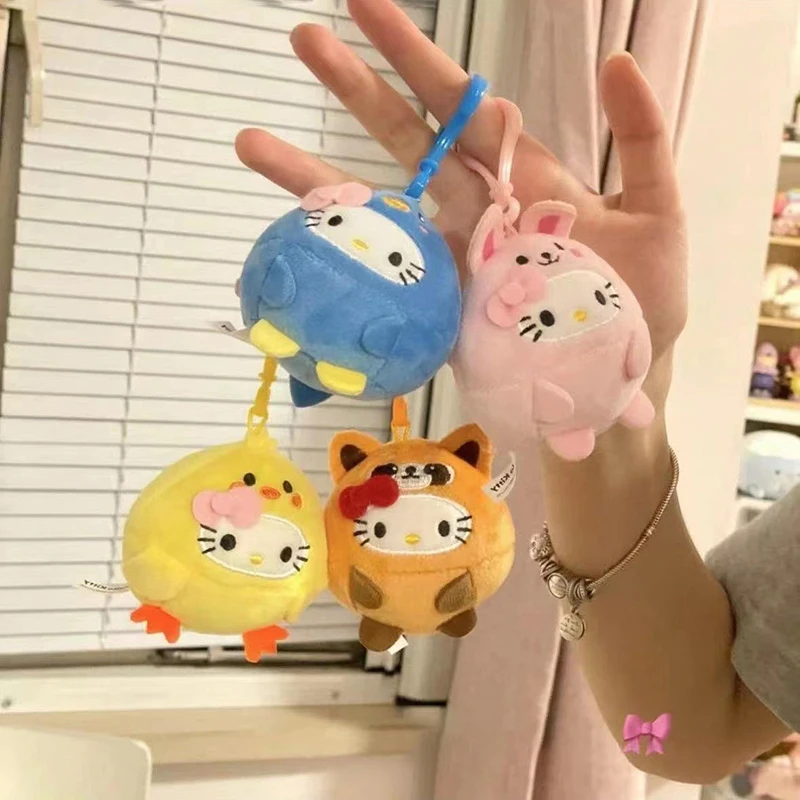 Sanrio Cartoon Hallo Kitty Plüsch gefüllte weiche Puppe Schlüssel bund Plüschtiere Tasche Anhänger Zubehör Mädchen Geschenk Kinderspiel zeug